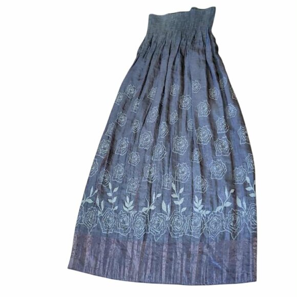 Lapi's Reversible Convertible Sleeveless Tube Dress Skirt OS Blue Black - Picture 1 of 15
